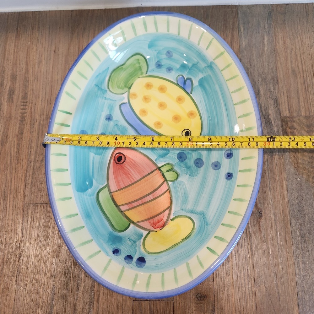 Christian Tortu Italian Ceramic Fish Platter Hand Painted Maiolica Serving Tray - Picture 12 of 14